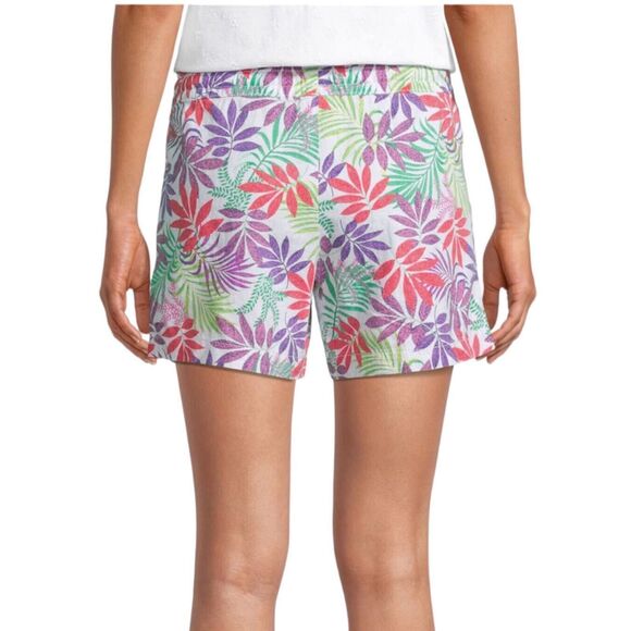 St. John's Bay Women's Short Elastic Mid rise Adjustable Palm trees Green XL New - Picture 2 of 8